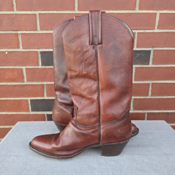 Frye 2356 Oxblood Brown Leather Western Cowboy Boots Men Size 10.5 D Made In USA main image 10